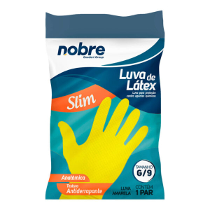 LUVA DE BORRACHA/LATEX SLIM AMARELO NOBRE 